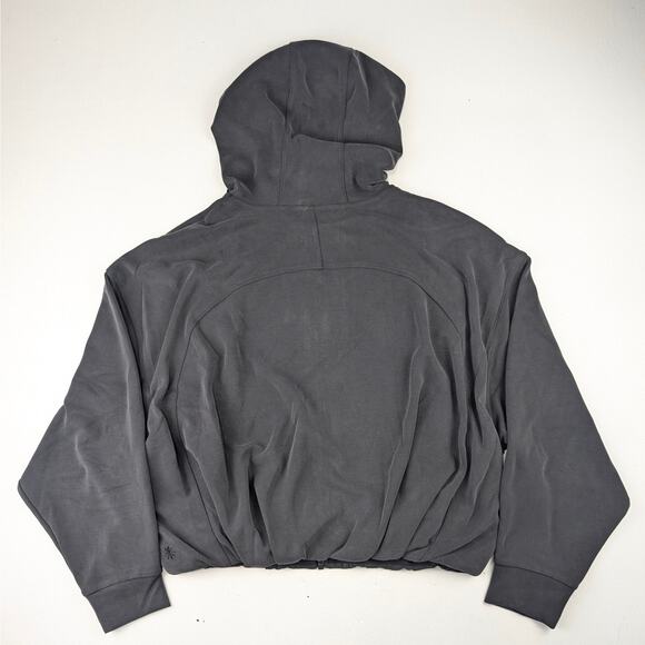 Athleta Women's Large Seasoft Bubble Hem Full Zip Hoodie Charcoal/Black - Picture 8 of 8